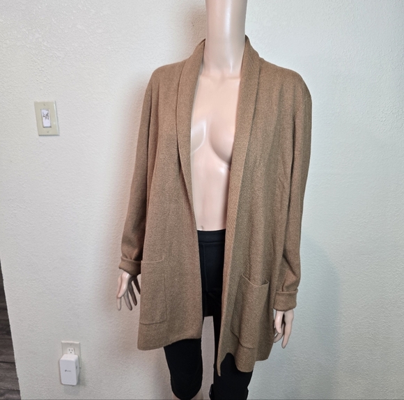 J.Crew Womens Sweater Cardigan Beige Size Large 100% Cotton - Picture 2 of 11